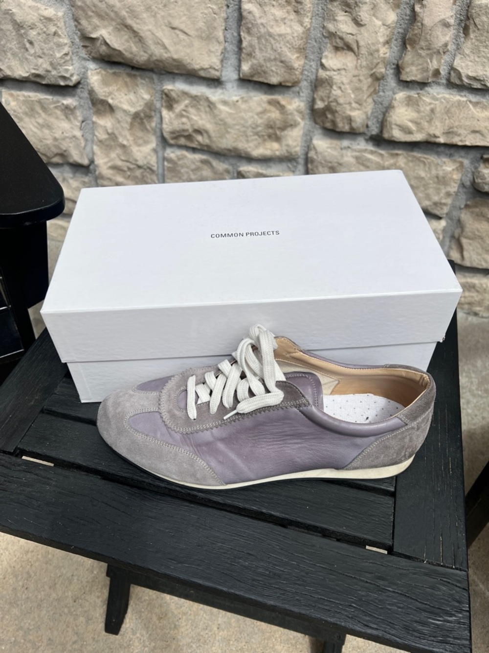Common Projects Lavender Gray Suede & Leather Low-Top Sneaker